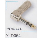 AMPERO YLD054 1/4" STEREO разъём Jack кабельный, "папа", угловой.