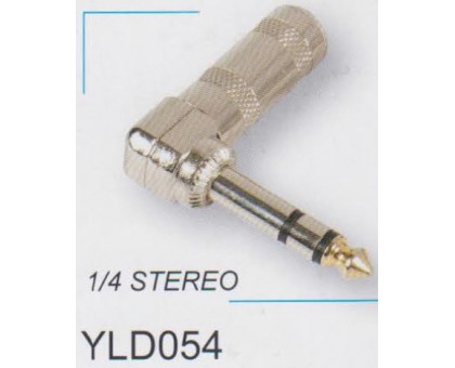 AMPERO YLD054 1/4" STEREO разъём Jack кабельный, "папа", угловой.