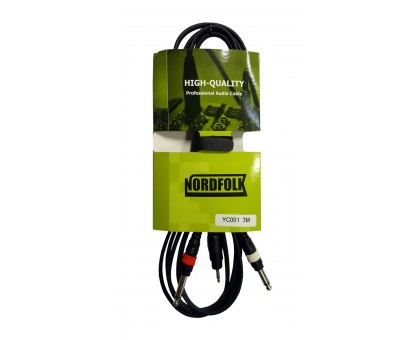 NordFolk NYC001 1.5M кабель Minijack stereo<->2xJack mono, литые разъёмы, 1.5 м.
