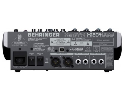 Behringer X1204USB микшерный пульт, 4 моно с компрессором, 2 стерео, 2 AUX-шины, FX, интегрированны