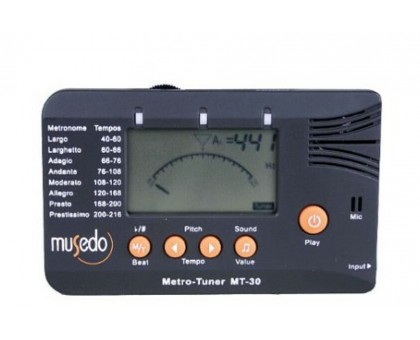 Musedo MT-30 тюнер-метроном универсальный, хроматический, ЖК дисплей, тон генератор, микрофон, вход