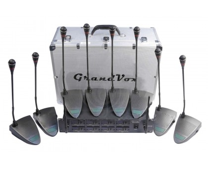 GrandVox UHF-8CF конференционная радиосистема,с 8 настольными микрофонами (600-800 MHz), алюминевый,